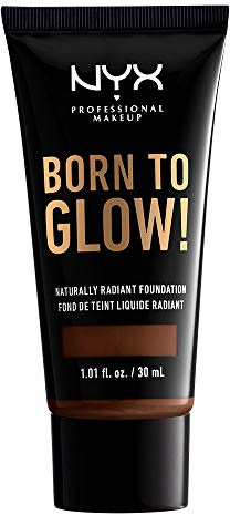 NYX PROFESSIONAL MAKEUP Born To Glow Naturally Radiant Foundation, Medium Coverage - Deep Walnut