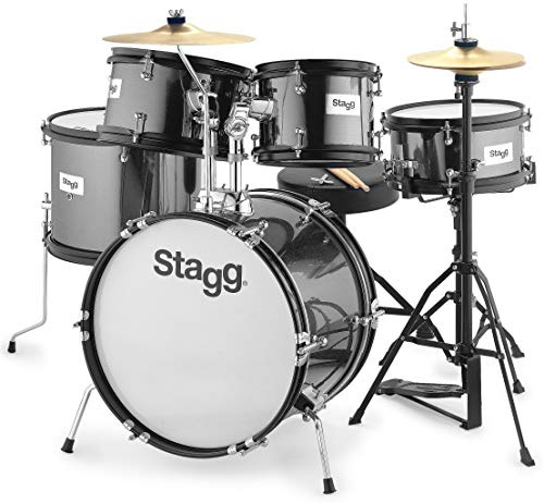 Batterie Junior Stagg TIM JR 5/16 noire - 5 fûts et accessoires