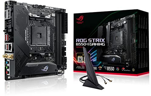 ASUS ROG Strix B550-I Gaming Mainboard Sockel AM4 (Mini-ITX, Ryzen, PCIe 4.0, Intel 2,5 Gbit/s-Ethernet, 2x M.2 mit Kühlern, SATA 6Gbit/s, USB 3.2 Gen 2)