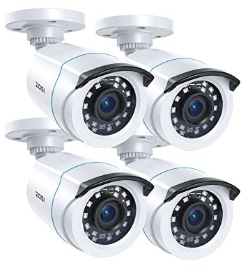 ZOSI 4pcs 1080P Cámara de Vigilancia Exterior para Kit de Cámaras de Seguridad, 20m Visión Nocturna, Modo TVI