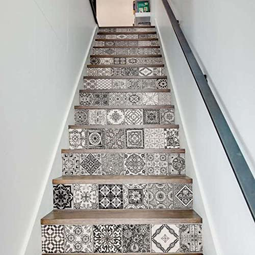 AGSYFFD Adhesivo 3D autoadhesivo para escalera, papel tapiz extraíble para decoración del hogar (39.4 pulgadas de largo x 7 pulgadas de ancho x 13 piezas)