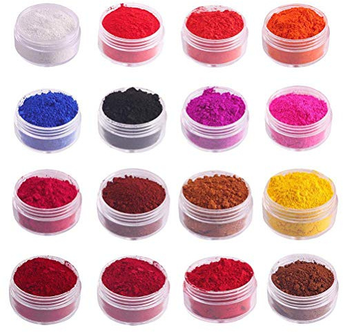 16 Farben Buntes DIY Lipgloss Pulver Rohmaterial 1g Lippenstift Basis Handgemachtes natürliches Pigment Pulver zur Herstellung von Lip Glaze Lip Gloss - Stofffarben