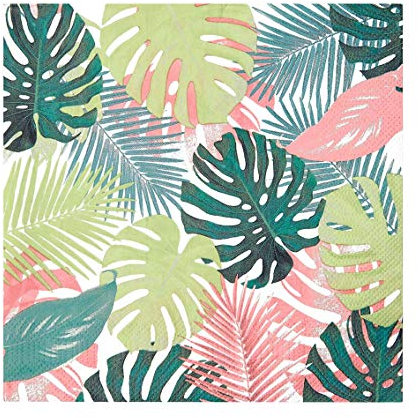 Talking Tables Packung mit 20 Pastell tropischem Palmblattpapier | Einweg-Servietten, Geschirr für drinnen oder draußen, Geburtstag, Gartenparty, Sommer, Picknick, Safari, Hawaiianisch, Decoupage, Mittel