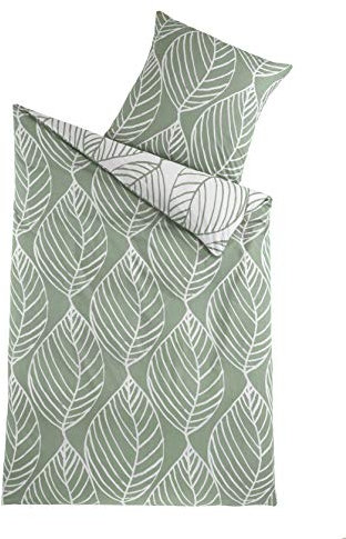 Arle-Living Design Bettwäsche - Blätter Motiv - 135x200 80x80 cm Renforcé Gemustert mit Reißverschluss Legolas