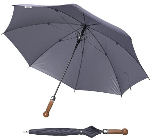 Sicherheitsschirmit gratis Videokurs | Verteidigungs Abwehr Regenschirm | Selbstverteidigung (Knauf Nussbaum, 78cm)