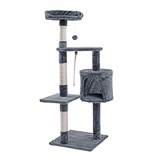 ESTEXO Katzenkratzbaum Kratzbaum Katzenbaum 112 cm Spielbaum XL Kletterbaum für Katzen Kratzmöbel Spielmöbel Hellgrau