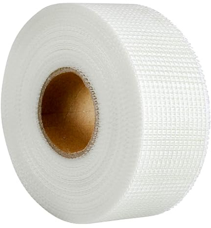 QILIMA Nastro adesivo in fibra di vetro per muro a secco, tessuto di riparazione da parete, 4,5 cm x 4,5 m, bianco