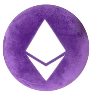 BlockCraft.Shop Ethereum 2.0 Übergangskissen, mehrfarbig, bestickt, rund, Plüsch und gefüllt, limitierte Auflage