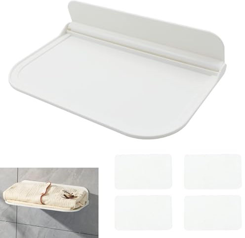 Badablage Wandboards Faltbar Wandregal Duschablage - Ohne Bohren, Zusammenklappbar, Selbstklebende Ablage fürs Bad, Schlafzimmer, Kann Router, Kleidung, Kleinigkeiten platzieren, 30*20cm,1 Stück