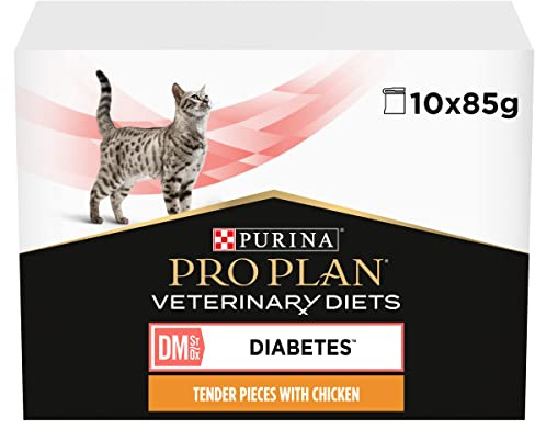PRO PLAN VETERINARY DIETS DM Diabetes Chicken Wet Cat Food 10x85g (Pack of 4)
