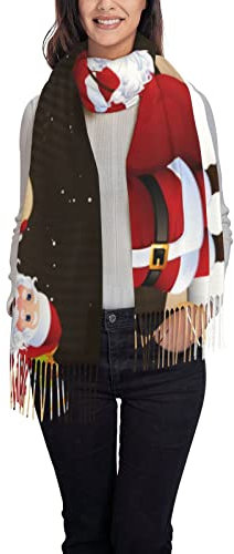 Quastenschal mit Eisbär-Aufdruck, übergroßer Quasten-Schal, Schal für Damen, weihnachtsmotiv, One size