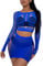 Buitifo Frauen Dessous Set Sexy Mesh Two Piece Sets Langarm Tops und Bodycon Röcke（Blau,Einheitsgröße