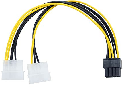 YiKaiEn Dual 4 Pin Molex to ATX 8 Pin Video Card GPU Power Supply Cable 8.6'' 22cm
