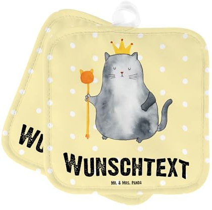 Mr. & Mrs. Panda Personalisierte Topflappen Katze König - Personalisierte Geschenke, Katzenliebhaberprodukte, Namensaufdruck, Topflappen