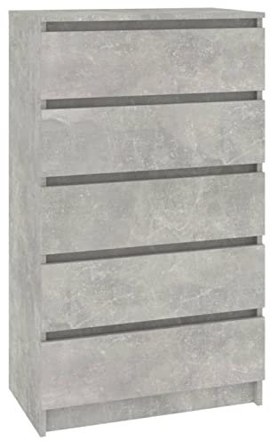Tidyard Cassettiera Grigio Cemento in Legno,Cassettiera 5 cassetti,Credenza,Cassettiera Camera da Letto/Soggiorno/Corridoio,Comò e cassettiere,Credenza Soggiorno,Cassettiera Ufficio,60x36x103 cm