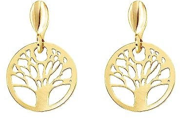 forme di Lucchetta - 9 Karat Gelbgold Lebensbaum Ohrringe - Leichte Ohrhänger, Gold Ohrringe Damen 375 Echtgold - Hochwertiges Schmuck hergestellt in Italien