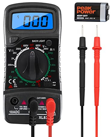 Tester Digitale,Multimetro Digitale Professionale,Tester Elettricista Voltmetro,Multimetro Digitale, Multimetro con Display LCD Retroilluminato Elettrico per Tensione e Corrente AC DC