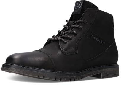bugatti Herren Schnürstiefel, Männer Stiefel,uebergangsstiefel,uebergangsschuhe,schnürboots,halbstiefel,schnürung,schwarz (1000),47 EU / 11.5 UK