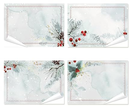 Weihnachtsetiketten zum Beschriften, 100 Stück: Weihnachtssticker, Sticker Namen Weihnachten, Weihnachtsaufkleber Selbstklebend, Geschenkaufkleber, Weihnachtliche Aufkleber Geschenke, 7 x 5 cm
