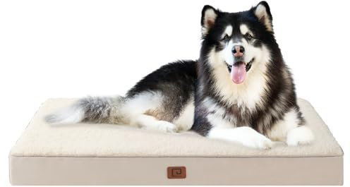 EHEYCIGA Orthopedic XXL Dog Bed Mattress with Removable Washable Cover for Crate, Camel, 120x74x9cm