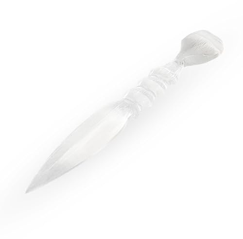 NKlaus natürlicher Selenit Herz-Dolch für Meditation, 24 cm | Der Selenit Herz Dolch wird als Edelstein, Herzkristall, Quarzkristall und Deko verwendet; empfindlich