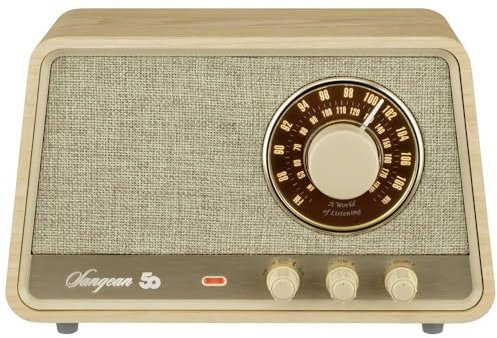 Sangean WR-101 Nogal. Radio Am/FM com Bluetooth, construida en Madera, con una afinación Suave y precisa. Control de Tono, Salida Auxiliar para Cargar Auriculares y teléfonos móviles.