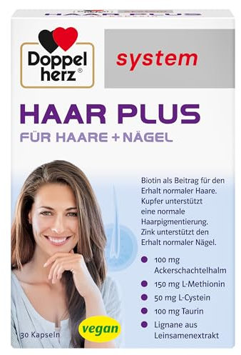 Doppelherz system HAAR PLUS - Biotin trägt zum Erhalt normaler Haare bei - vegan - 30 Kapseln