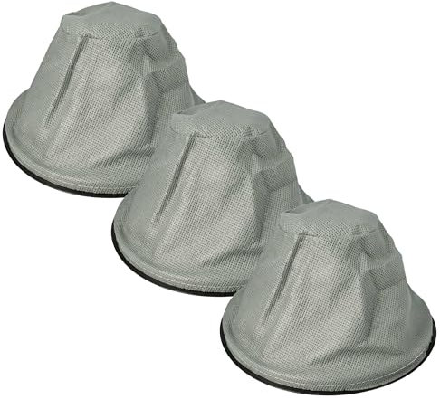 vhbw 3x Sackfilter kompatibel mit Kaminer 1200W MK47737048 Kaminsauger, Aschesauger - Ersatz-Filter, Abwaschbar Schwarz Grau