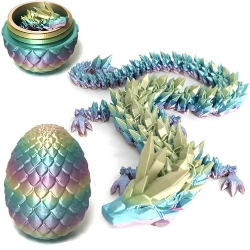 Flexible 3D Dragon Toy with Articulated Joints - Crystal Dragon Egg - Home Office Decor - Gift for Kids Boys Girls
