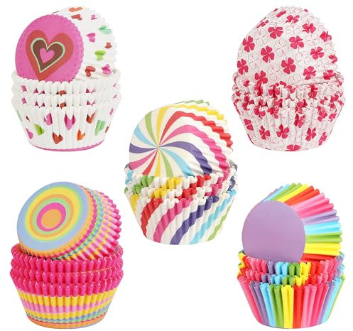500PCS Papel para Cupcakes, RISVOWO Papel Magdalenas, Papel Molde Muffin Cases, Moldes Papel de Horneado para Magdalenas, Muffins, Cupcakes, Hornear, Pastelería, Tarta,
