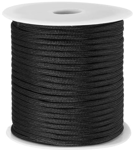 PATIKIL 164FT 550 Paracord, 7 Strand Parachutes Cord Spool 4mm Survival Strong Rope String for Camping Hiking Fishing, Black