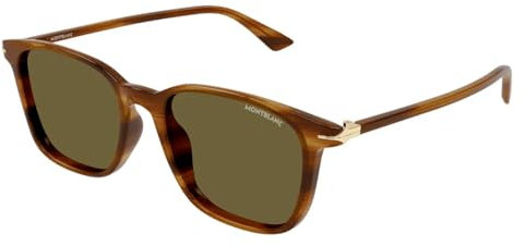 Montblanc Herren Mb0338s Sonnenbrille, Braun/Braun/Braun