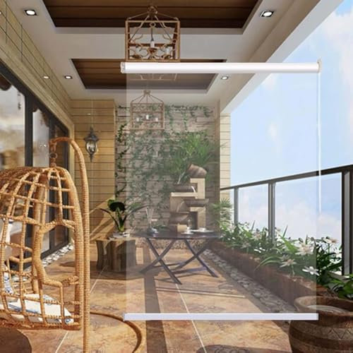 Generisch Transparent Wasserdichtes Roll-Up-Rollo Rollos für den Garten im Freien PVC-Kunststoff-Regenschutz-Fenster-Rollos Für Terrassen Pavillons Terrassen Windschutz Staubdicht,200 * 200cm