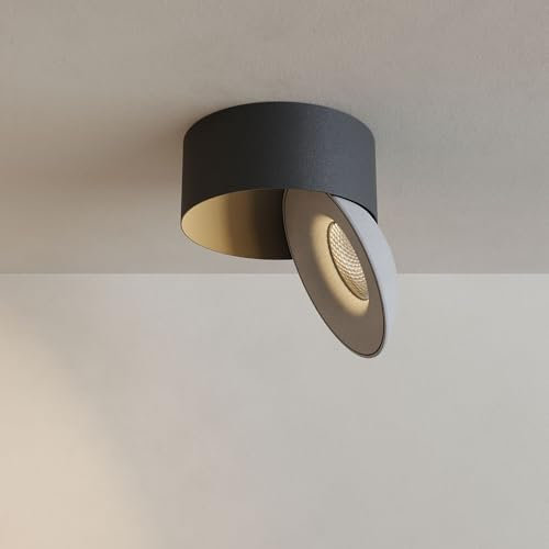 s.luce Santa Neo LED-Deckenstrahler schwenkbar dimmbar Deckenlampe Deckenleuchte, Farbe:Schwarz/Weiß, Lichtfarbe:Extra Warmweiß (2700K)