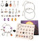 Halloween Adventskalender 2024, 24 Tage Halloween Countdown Kalender Armband Herstellung Set, Schmuck Adventskalender mit 2 Armbänder und 22 Charm