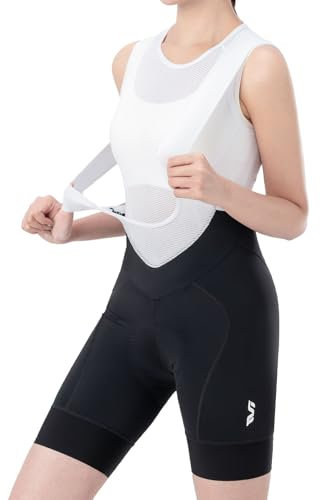 ROCKBROS TVI Pantaloncini Intimo Ciclismo Donna, Pantaloncini Ciclisti Donna, Salopette Ciclismo Imbottite, Pantaloncini Estivi Traspirante, Pantaloni per MTB, Bici da Strada, Bianco, Nero