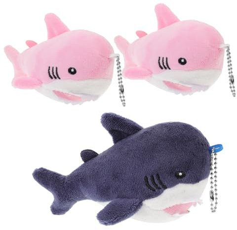 ibasenice 3stücke Teiliges Plüsch-hai Schlüsselanhänger Pendel Niedliches Stofftier Für Taschen Rucksäcke Und Dekoration Weiches Material Detailliertes Design Zufällige Farben