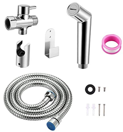 WHAMVOX 1 Satz Toilettensprüher Sprühgerät Für Babywindeln Lipgloss-kit -stoffwindeln Edelstahlschlauch Handsprüher-kit Hand Dusche Handsprühkopf-kit Handbrause Rostfreier Stahl Silver