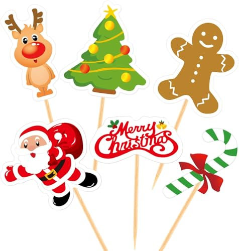 48 pezzi Natale Cupcake regalo cappello Pick Buon Natale stuzzicadenti Bandiera di Natale Decorazione torta di Natale Festa Festive Forniture