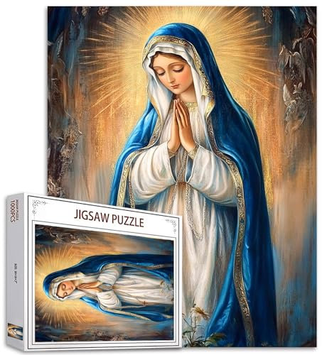Tucocoo Heilige Maria-Puzzles für Erwachsene, 1000 Teile, fesselnde katholische abstrakte Kunst, Puzzle, buntes DIY-Bastelpuzzles für Heimdekoration, Geschenke, Familienpuzzle perfekt für Spielabende