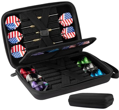 Darts Case hält 12 Darts & Zubehör Eva Darts Halter mit Mesh Pocket Reißverschluss Darts Hüllen für Stahl und weiche Spitzen mit innerem Fixierer und äußerer Schleife Schutzdart Darts, Darts Halter