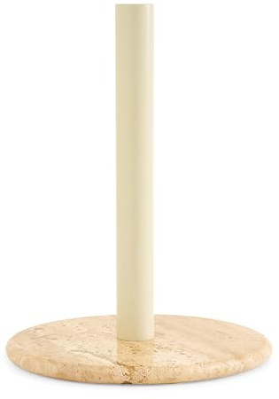 Assorted Collections Kitchen Roll Holder – Ivory Metal Paper Towel Holder with Natural Marble Base – Free Standing Kitchen Roll Stand for Standard Rolls – Modern Kitchen Accessories