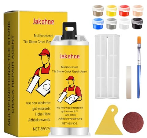 Fliesenreparaturset Weiß,85g Emaille Reparatur Set,Keramik Acryl Reparaturset,Fliesen und Fugenreparatur Weiß,Waschbecken Reparaturset,für Kratzern Löchern Rissen