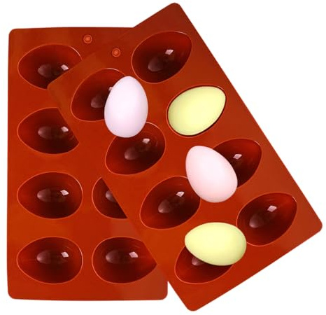 Silicone Egg Molds - 8-Cavity Baking Pan | Oven Safe Mould Ice Supplies 2 Piece for Bread Cake Decorating Muffin Jelly Mousse Candy Easter