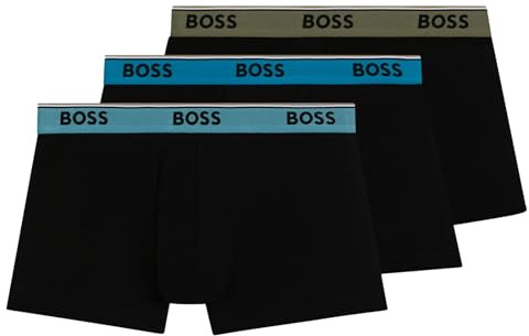 BOSS 3er Pack Herren Trunks Power Boxer Boxershorts Unterhosen Cotton Stretch, Farbe:Mehrfarbig, Wäschegröße:XL, Artikel:-983 Multi Blue