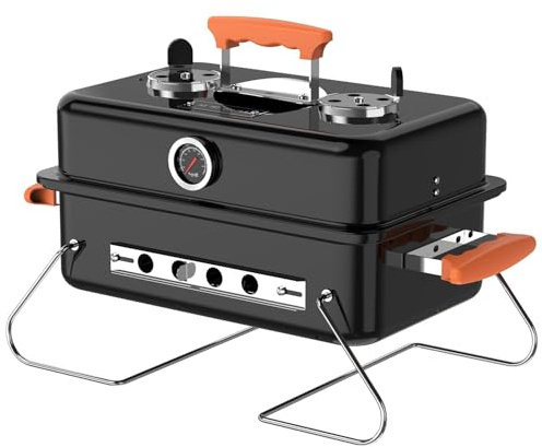 KEYO GRILL 16 Zoll Holzkohlegrill - 173 Sq In, Tragbarer Tischgrill mit Hochdichter Emaillebeschichtung & Verdicktem Verchromtem Grillrost, Geeignet für Garten, Schuppen, Terrasse