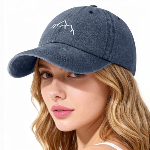 Lonya Basecap Damen & Herren Atmungsaktiv Verstellbare Cap Pferdeschwanz Baseballkappe Vintage Kappe Freizeit Sport Outdoor Sommerhut Berg,Marineblau