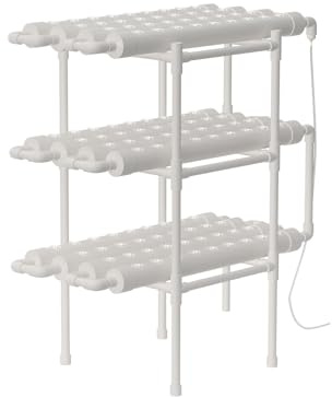 Bdneygtyr Hydroponic Tower 108 Pflanzen, Vertikales Hydroponik System mit Wasserpumpe, 3-stöckiger Pflanzturm für Indoor Gardening, Komplettset inklusive Pflanzkörbe und Nährschwämme, Weiß