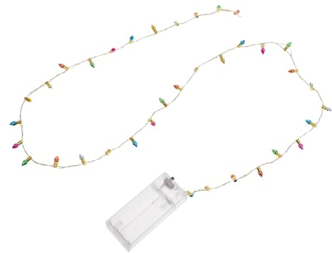 CHILDWEET Miniature Christmas Tree LED Bead Chain String Lights Plastic Mini Bulb Ornaments for Dollhouse Furniture Accessories Battery Operated Fairy Decoration for Holiday Pretend Play