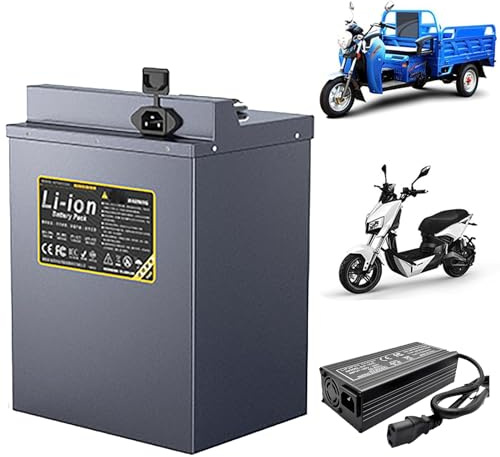JHKJ Lithiumbatterie 48V 60V 72V, Elektromotorradbatterie 15Ah 20Ah 25Ah 30Ah, Dreiradbatterien mit Ladegerät für 720W-2160W Motoren